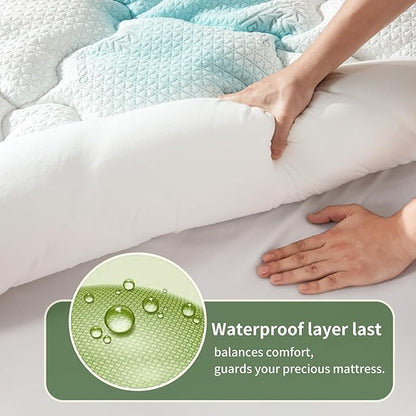 Premium 100% Waterproof Twin Mattress Topper, Breathable Mattress Pad, Rayon from Bambo Bed Protector, Deep Pocket Sheet Cover 8"-21"