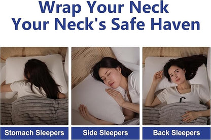 Shatex Neck Pillow Queen Size 28 x 20 inch, Curved Firm Bed Pillow with Adjustable Insert Provides Stronger Support - for Back, Stomach & Side Sleepers