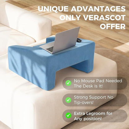 Reading Pillow for Gaming Lap Desk Pillow for Laptop with Pocket Foldable Memory Foam Bed Desk for Reading Working Crocheting Gaming Arm Rest on Bed/Sofa/Floor/Couch/Car (Blue Foldable)