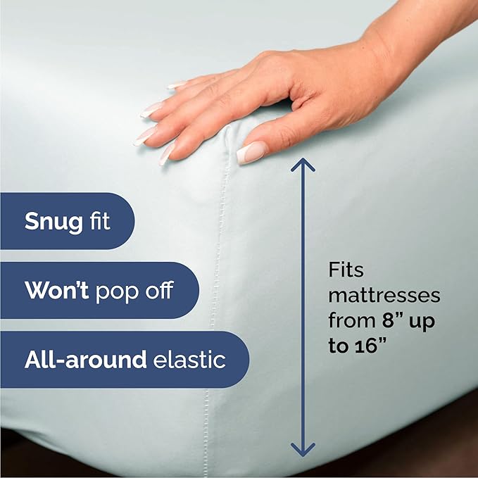Cal King 6 Piece Sheet Set - Comfy Breathable & Cooling - Ultra-Soft Hotel Luxury Bedding Set w/ 8-16 Inch Deep Pockets - 1 Flat & 1 Fitted Sheet & 4 Pillowcases - Wrinkle Free & Easy Care - Ice Blue