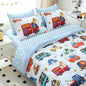 Kids Cars Animal Comforter Set Full Size for Boys Girls Teens 7 Piece Cartoon Construction Fire Truck Excavator Police Ambulance Lion Cat Dog Elephant Bedding Set Bed in A Bag,Colourful