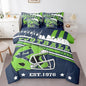 Erosebridal Queen Size Sports City Bedding Sets, Gridiron Seasonal Comforter Rugby Sports Decor Comforter + Flat Sheet + Fitted Sheet + 2 Pillowcases + 2 Throw Pillow Covers