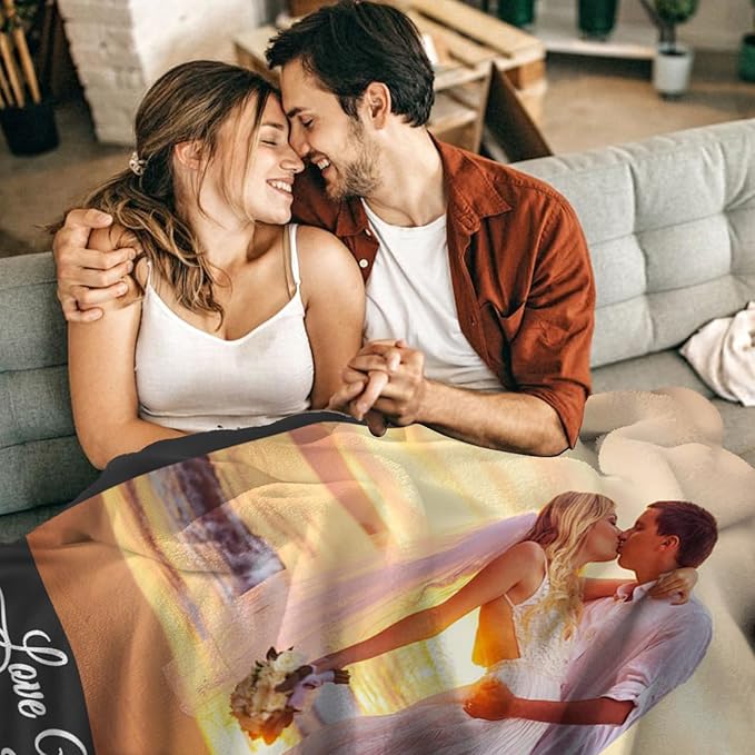 Yoke Style Ships Next Day, Custom Blanket with Photos Text, Picture Blankets Customized for Couple Gifts, Personalized Blankets and Throws Birthday Gift for Mom Dad Girlfriend Boyfriend Women Men