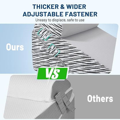 Lewondr Wedge Pillow for After Surgery, Adjustable Bed Wedge Pillow for Headboard Set with Side Pockets Fastener for Sleeping, Snoring, Back Pain & Acid Reflux Relief