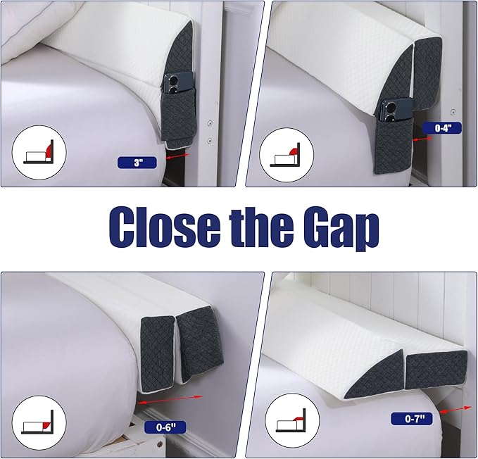HOMBYS Pillow Wedge for Headboard Gap,Mattress Wedge Gap Filler Full Size,Bed Crack Pillow,Foam Bed Gap Filler,Multifuctional Headboard Space Filler with Side Pocket,Fill The Gap (0-7")