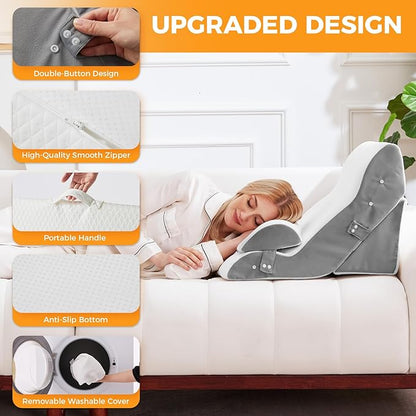 4PCS Wedge Pillow Set for After Surgery, 10-in-1 Adjustable Wedge Pillow for Acid Reflux Relief, Bed Wedge Pillows for Sleeping, Snoring & Back Pain Relief, Sit up Pillow for Bed, White