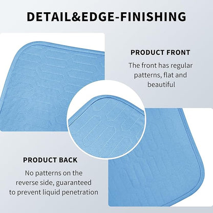 Reusable Leakproof Bed Pads, 4 Pack 34" x 36" Washable Heavy Absorbency Incontinence Underpads, Blue Mattress Protector for Adults, Children, Pets