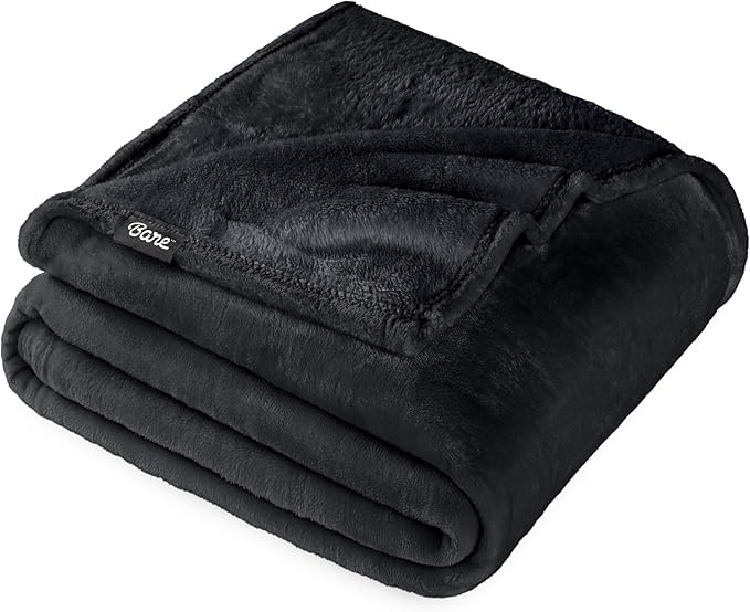 Bare Home Fleece Blanket - King Size - Ultra-Soft Lightweight for Bed, Sofa, and Couch - Luxury Microplush - Cozy Warm Blanket (King, Black)