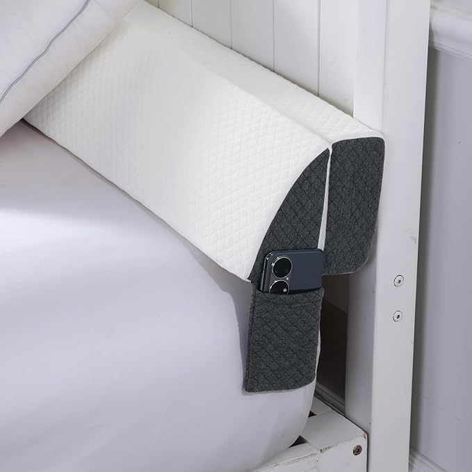 HOMBYS Pillow Wedge for Headboard Gap,Mattress Wedge Gap Filler Queen Size,Bed Crack Pillow,Foam Bed Gap Filler,Multifuctional Headboard Space Filler with Side Pocket,Fill The Gap (0-7")