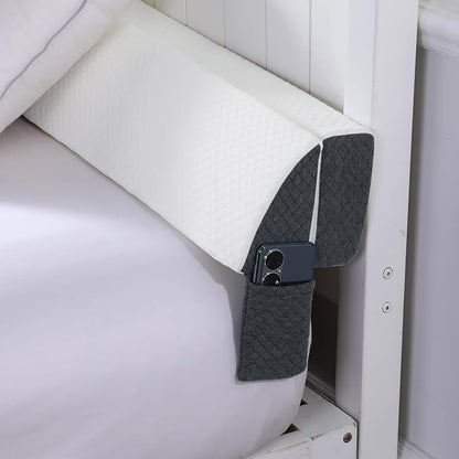 HOMBYS Pillow Wedge for Headboard Gap,Mattress Wedge Gap Filler Queen Size,Bed Crack Pillow,Foam Bed Gap Filler,Multifuctional Headboard Space Filler with Side Pocket,Fill The Gap (0-7")