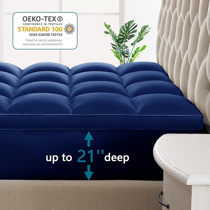 CHOKIT King Mattress Topper, Extra Thick Pillow Top Mattress Pad for Back Pain Relief, Cooling Bed Topper Mattress Cover with 8-21 Inch Deep Pocket