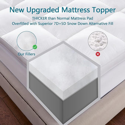 CHOKIT California King Mattress Topper, Extra Thick Pillow Top Mattress Pad for Back Pain Relief, Cooling Bed Topper Mattress Cover with 8-21 Inch Deep Pocket