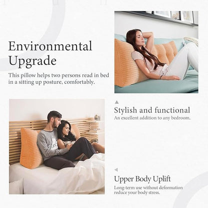 Wedge Headboard Pillow Dorm Room Reading Pillow Back Support for Sitting Up in Bed Bolster Lumbar Cushion Body Positioning Bedrest Corduroy (Peachy, King (76 * 8 * 20in))