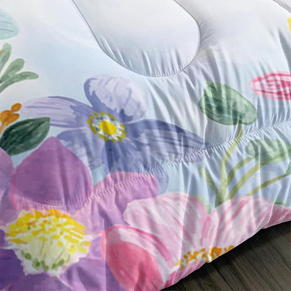 Elephant Flowers Comforter 3pcs Twin Wild Animals Pink Purple Kawaii Butterfly Bedding Kids Comforter Set for Boys Girls Cute Pattern Quilt Bed Set with 1 Comforter and 2 Pillowcases