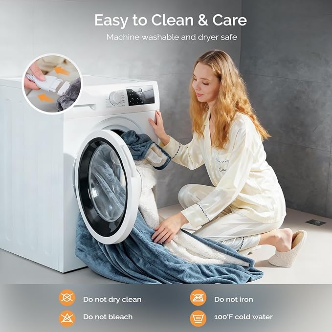 Heated Blanket Electric Blanket Queen Size 84"x90" Fast Heating Electric Blanket with Dual Control 10 Heat Levels & 10 Hours Auto-Off Overheat Protection Cozy Soft Flannel Heated Throw Blanket