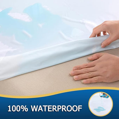 Twin XL Waterproof Zippered Mattress Encasement, Breathable, Noiseless, Machine-Washable Zipped Mattress Cover, Fitting 7" - 13" Deep Mattress
