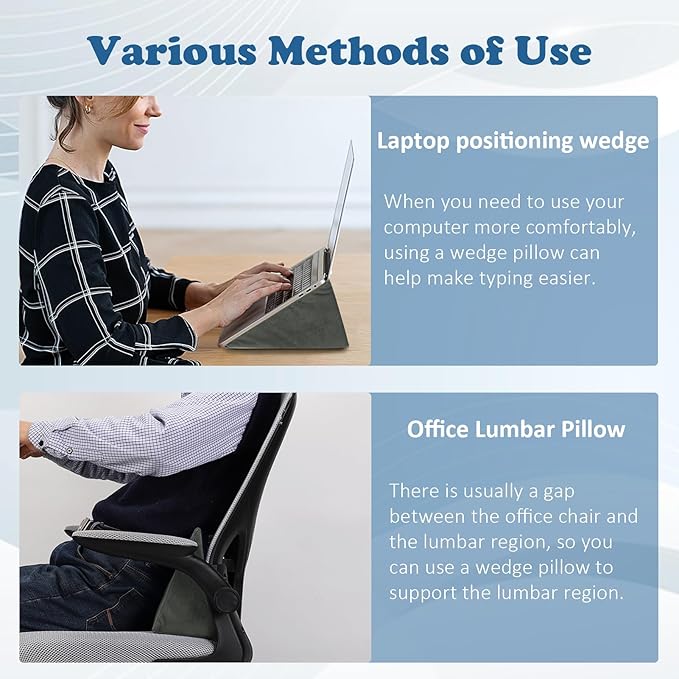 Small Wedge Pillow, Wedge Pillow for Bed Sores, Positioning Wedge, Mini Pillow for Laptop and Yoga, Small Foam Wedge for Chair (1 Unit, Dark Grey)