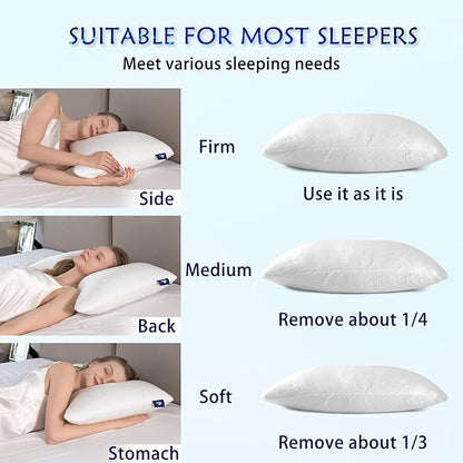 Shredded Memory Foam Pillows for Deep Sleep Bed Pillow for Neck Support with Removable & Washable Cover,Bend(Pack of 1)