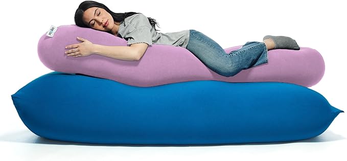 Yogibo Roll Long Full Body Pillow for Women and Men, Adults, for Back, Lumbar, Body Support, Side Sleeper, Maternity, Nursing, Pregnancy for Sleeping, Micro-Bead Filling, Lavender