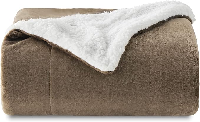 Bedsure GentleSoft Sherpa Fleece Throw Blanket Twin Size for Couch - Thick and Warm Throw for Women and Men, Soft Fuzzy Plush Twin Blanket for Winter, Brown, 60x80 Inches