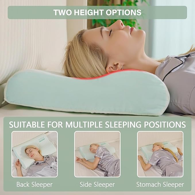 2 Pack Cervical Neck Pillow for Neck Pain Relief, Contour Memory Foam Pillows, Cooling Ergonomic Pillows for Sleeping Side, Back & Stomach Sleepers, Breathable Bed Pillows Neck Support, Extra Soft