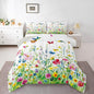 Erosebridal Wildflower King Bedding Set for Girls,Colorful Boho Floral Comforter Set for Kids Women,Spring Flower Butterfly Hummingbird Quilt,Botanical Flowers Bedroom Decor with 2 Pillowcases