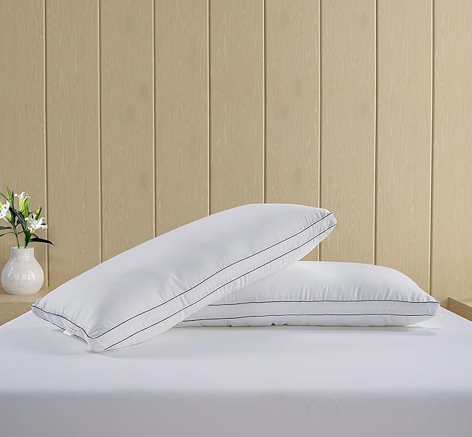 LANE LINEN Pillows Standard Size Set of 4 - Medium Soft Support Gusseted Hotel Quality Pillows for Sleeping, Oeko Tex Certified, Down Alternative Perfect for Back, Stomach or Side Sleepers - White