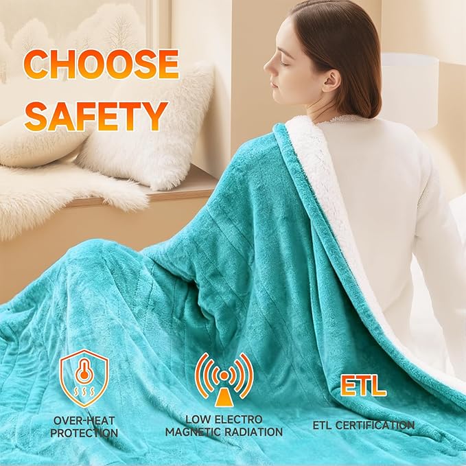 Heated Throw Blanket Electric Blanket 50"x60" Fast Heating Electric Blanket with 5 Heat Levels & 4 Hours Auto-Off Overheat Protection Cozy Soft Flannel Heated Throw Blanket