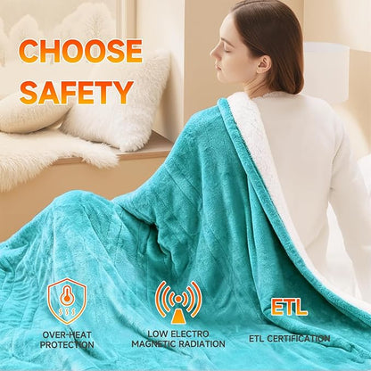 Heated Throw Blanket Electric Blanket 50"x60" Fast Heating Electric Blanket with 5 Heat Levels & 4 Hours Auto-Off Overheat Protection Cozy Soft Flannel Heated Throw Blanket