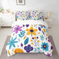 Feelyou Cute Flower Comforter Set with Sheets Twin Cute Flower Floral 7 Piece Bedding Set for Kids Girls Teens Toddler Cartoon Floral Bed in a Bag Yellow Purple Bed Set