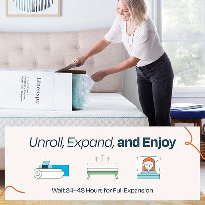 Linenspa 4 Inch Gel Swirl Memory Foam Mattress Topper – Cooling Gel Infused – Pressure Relieving Bed Topper - Mattress Pad – CertiPUR Certified - King Size
