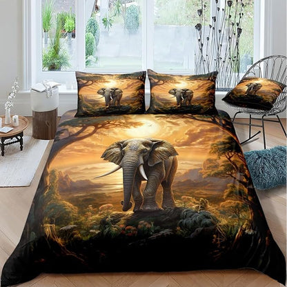 Elephant Duvet Cover Boho Exotic Style Elephant Bedding Set for Kids Boys Girls Teens Bedroom Decor Mandala Duvet Cover Set Colorful Duvet Set 3Pcs Full Size