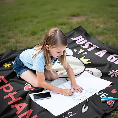 Elephant Lover Blanket, Just A Girl Who Loves Elephants Blanket, Soft Warm Cozy Fleece Throw, Gifts for Girls Women Kids, 60"x80", Black