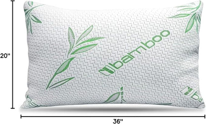 King Size Rayon Derived from Bamboo Pillow, Cooling Shredded Memory Foam Bed Pillows Sets for Back, Stomach, Side Sleepers, Adjustable Soft Firm, Washable Cover, King (Pack of 1)