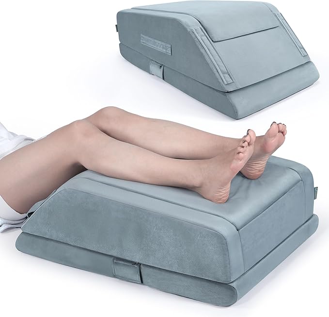 OasisSpace Double Leg Elevation Pillows for After Surgery or Rest,Single Leg Memory Foam Leg Pillow with Velvet Washable Cover for Post-Surgery, Swelling & Comfort
