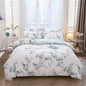 URBONUR 100% Egyptian Cotton Duvet Cover Twin Size 3 Piece Floral Comforter Cover Sets Flowers Plum Blossom Printed Bed Sets Soft Smooth & Cooling Bedding Set, Blue