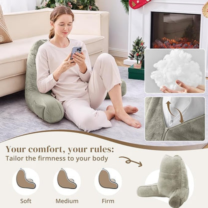 Sasttie Reading Pillow, Pillows for Reading or Relaxing – Ergonomic Support for Head, Neck, Back, and Lumbar, 21-Inch, Linen