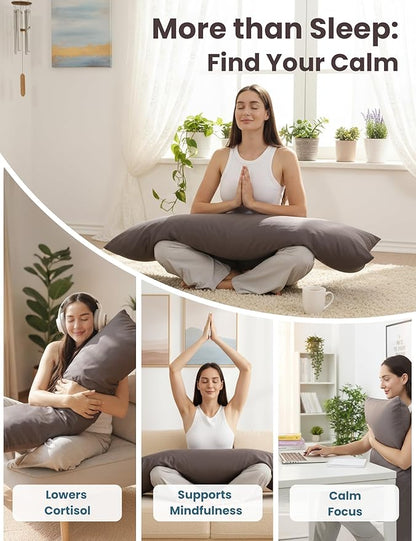 ZonLi Weighted Body Pillow with Bamboo Cover (48" x 14") 8.5lbs, Quilted Glass Beads Body Pillows for Adults Weighted Pillow for Deep Sleepers, Full Body Pillow for Side Sleepers, Memory Foam Pillow