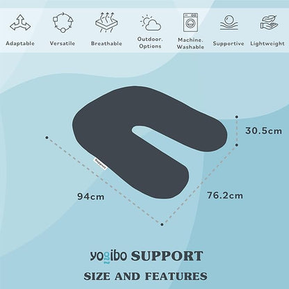 Yogibo Support U Shaped Reading Back Support Lounge Pillow with Arm Rests for Adults, Soft Micro-Bead Filling, Red