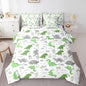 Feelyou Cute Dinosaur 7 Piece Bedding Set Bright Green Grey Dinosaur Comforter Set with Sheets for Kids Boys Girls Nutrue Palm Tree Bed in a Bag Animal Theme Bed Set Soft Lightweight