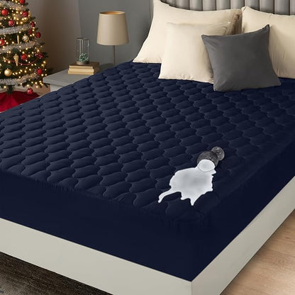 Utopia Bedding Waterproof Mattress Protector, King Mattress Pad, Noiseless Quilted Fitted Cover with Deep Pocket Stretches up to 16 Inches (Navy)