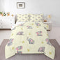 Kawaii Elephant Kids Bedding Sets Yellow Butterfly Cartoon Wildlife Reversible Comforter for Boys Watercolor Grey Pink Animal Quilt Set Soft Duvet Insert,1 Pillowcase Toddler Size