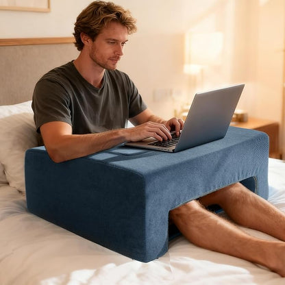 Reading Pillow for Gaming Lap Desk Pillow for Laptop with Pocket Foldable Memory Foam Bed Desk for Reading Working Crocheting Gaming Arm Rest on Bed/Sofa/Floor/Couch/Car (Dark Grey Foldable)