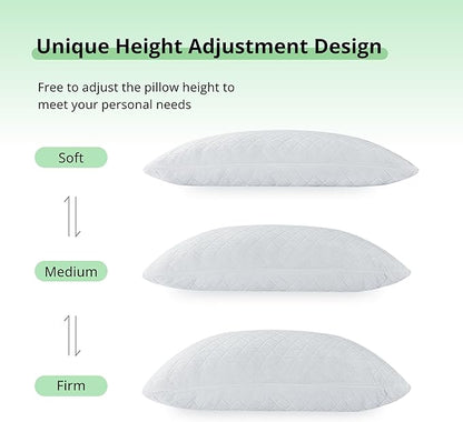 EGOHOME Shredded Memory Foam Pillows, Adjustable Bed Pillows for Side, Back or Stomach Sleepers, Neck Pillows for Sleeping, Queen Size Pillow with Removable Cover(Pack of 1, Adjustable)