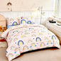 ANGIYUIN 6-Piece Beige Rainbow Girls Comforter Set - Twin Cartoon Love Hearts & Stars Bedding Set for Girls - Soft, Lightweight Kid Bed in a Bag with Comforter, Sheets, Pillowcases