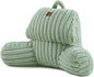 Amélie Home Faux Fur Reading Pillow with Pocket for Sitting in Bed, Kids Backrest Bed Pillow with Washable Cover for Lounging, Study & Relaxing, Sage Green 17 inches