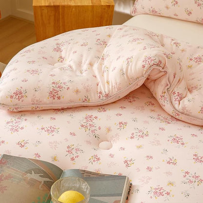 3PCS Comforter Set Queen Size, Ultra Soft Marshmallow Fluffy Comforter Bed Sets, Cute Bedding Set for Kids Girls Teen, Microfiber Lightweight All Seasons Bedroom (Pink Petals)