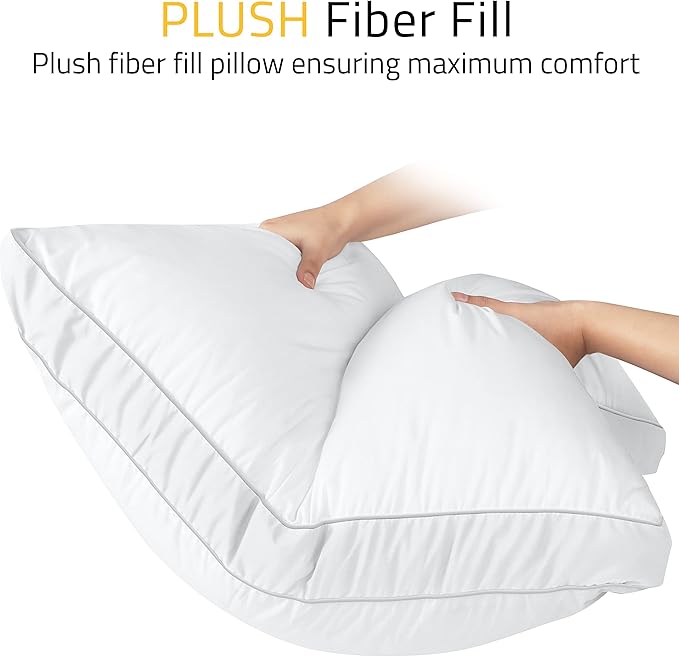 Utopia Bedding Bed Pillows for Sleeping European Size (White), Set of 2, Soft & Fluffy Pillow with Down Alternative Filling, Cooling, Hotel Quality, Gusseted Pillow for Back, Stomach or Side Sleepers