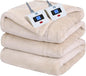 Sealy Electric Blanket Queen Size, Flannel Heated Blanket with 10 Heating Levels & 1-12 Hours Auto Shut Off, Fast Heating Warm Blanket, Machine Washable, Beige, 84 x 90 Inch