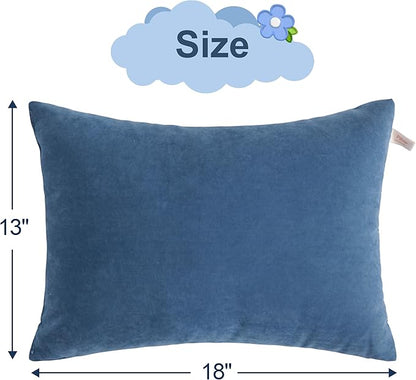 BEDSUM 2 Pack Pillows, 13"x18" Microfiber Pillow for Travel, Pet, Soft and Machine Washable Small Pillows for Neck, Wrist, and Knee Comfort, Denim Blue
